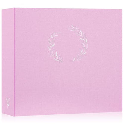 Lanpn Photo Album Scrapbook 12x12, Linen Cover Wreath Design Top Load 3 Ring Folder Binder Photobook Photo Book 12 x 12 inch with 30 Plastic Sleeves 60 Pages Pink - color: Pink, size: 12x12"