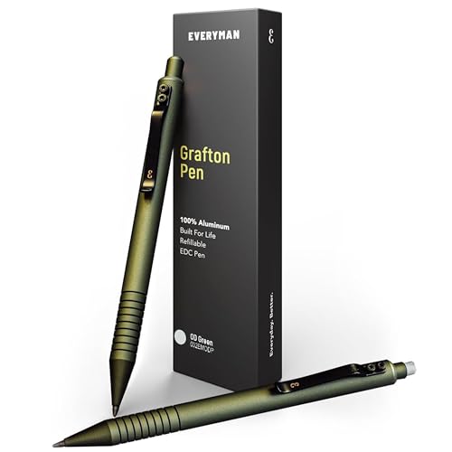 Everyman OD Green Grafton Pen and Pencil Set | Premium EDC Metal Gel Ink Pen + Mechanical Pencil | Refillable Executive Writing Tools for Office, Business, Men’s Gift & Daily Use - color: OD Green, style: Pen and Pencil Set