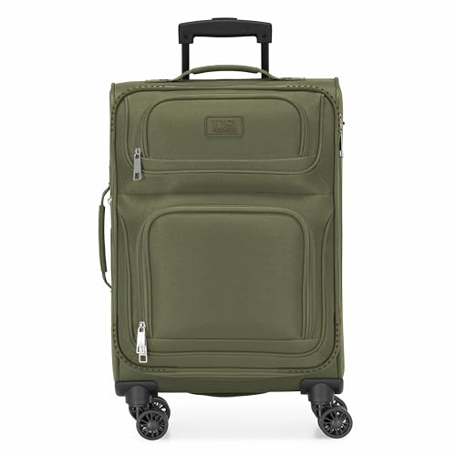 U.S. Traveler Rio Lightweight Softside Rolling Carry-on Suitcase, 4-Wheel Set, Green - color: Green, size: 22"/14"