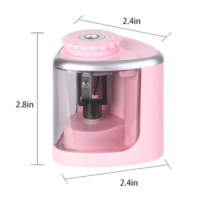 Automatic Pencil Sharpener with Auto Stop & Lead Breakage Protection – Ideal for Offices,Schools,Students,and Illustrators Quiet Operation,No Rough Edges,Pink - color: Pink