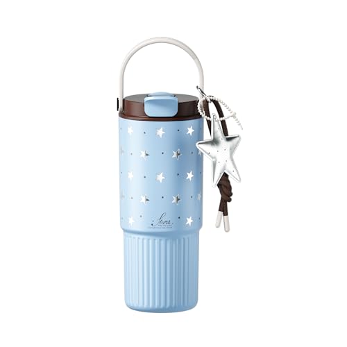 26oz Insulated Water Bottle with Straw and Spout Lid, 316 Stainless Steel, 24H Cold 12H Hot, 100% Leakproof Tumbler for Car Cup Holder Gym Travel Office, Star Charm Aesthetic Starry Blue Gift - color: Starry Blue