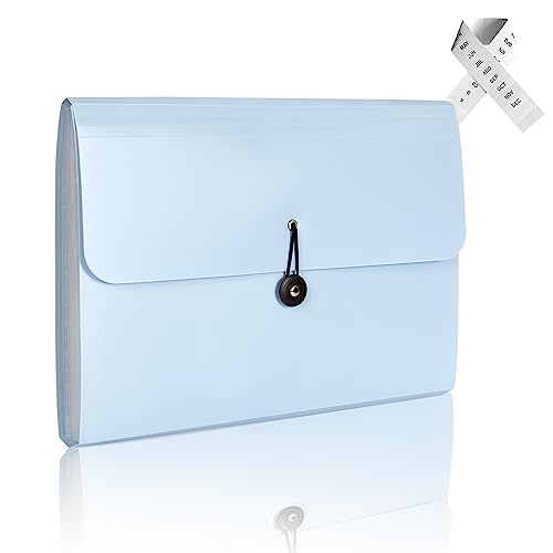 Nicfaec Expanding File Folder, 13 Pockets, Light Blue, Polypropylene for Work, School, Home, Office - color: 1pcs-mblue