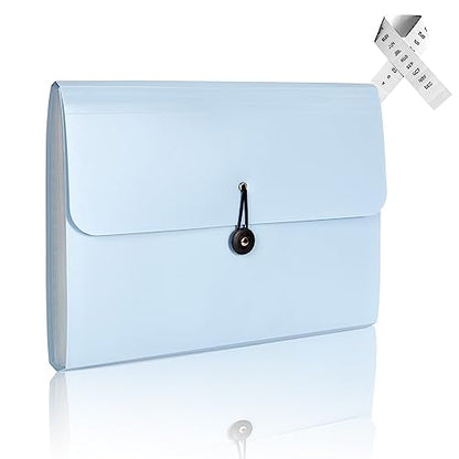 Nicfaec Expanding File Folder, 13 Pockets, Light Blue, Polypropylene for Work, School, Home, Office - color: 1pcs-mblue