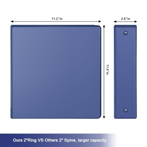 COMIX 3 Ring Binder 2 inch with Clear View Cover, 2" View Binder Holds 450 Sheets of US Letter Size Paper, 6 Pack (Dark Blue) - color: Blue, size: 2 inch, style: 6-Pack