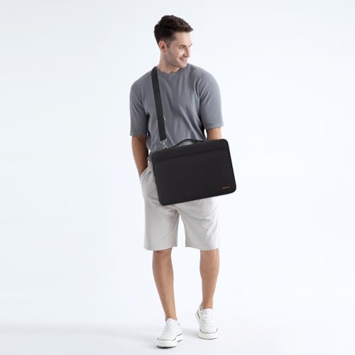DOMISO 17 inch Laptop Sleeve Protective Case Cover Compatible with 17-17.3 inch HP Dell ASUS Lenovo Chromebook,Waterproof Computer Cases Bag with Shoulder Strap,Black - color: Black, size: 17-17.3 inch