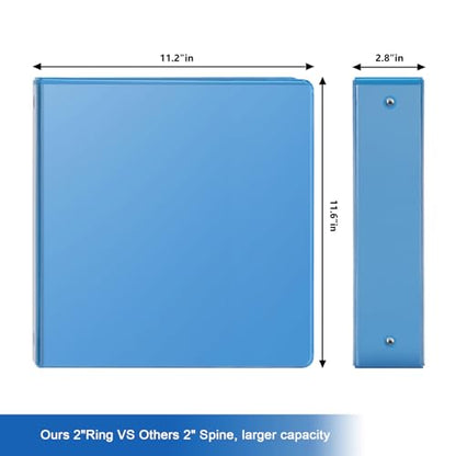 COMIX 3 Ring Binder 2 inch with Clear View Cover, 2" View Binder Holds 450 Sheets of US Letter Size Paper, 6 Pack (Light Blue) - color: Light Blue, size: 2 inch, style: 6-Pack