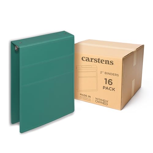 Carstens 2-Inch Heavy Duty 3-Ring Binder - Top Opening, Teal, Durable Plastic, No-Gap Rings, Waterproof Cover, No Pockets, Holds 300 US Letter Sheets, BPA-Free, Made in USA (5872-3R), Case of 16 - color: Teal, size: Case of 16