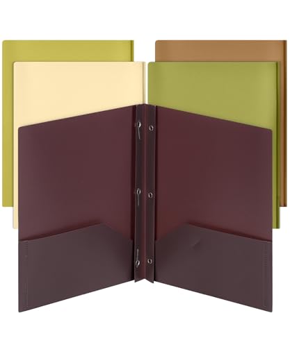 Mr. Pen- Plastic Folders with Pockets and Prongs, 5 Pack, Letter Size | Dark Earthy Colors, Flexible Plastic Folders with Prongs - color: Dark Earthy, size: 5 Pack