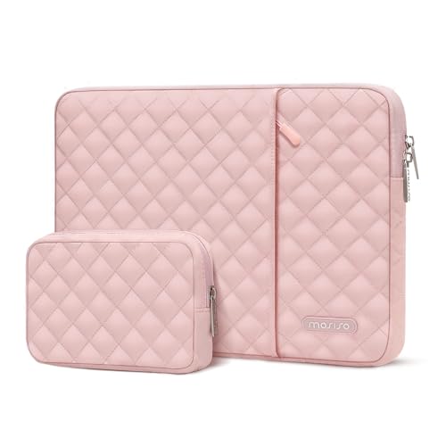 MOSISO Laptop Case 13 inch, 13 inch Laptop Sleeve Compatible with MacBook Air M4 M3 M2 M1 2025-2018/Pro M2 M1 2025-2016, Square Quilted Vertical Computer Bag with Pocket&Small Case, Chalk Pink - color: Chalk Pink, size: 13 inch