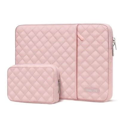 MOSISO Laptop Case 13.3 inch, 13-13.3 inch Laptop Sleeve Compatible with MacBook Air/Pro 13 / Pro 14, HP Dell Acer ASUS Lenovo,Square Quilted Vertical Computer Bag with Pocket&Small Case, Chalk Pink - color: Chalk Pink, size: 13.3 inch