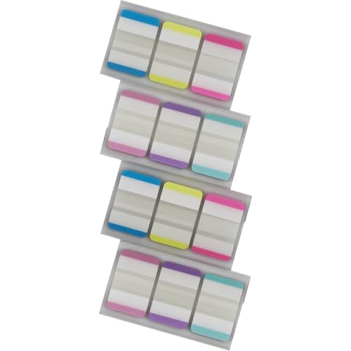 Extra Thick Tabs Flags Assorted Bright, 1 x 1.5 in Sticky Tabs, Lined, Easy to Post, 4 On-The-Go Dispensers/Pack, 44 Tabs/Color, 264 Pages Total