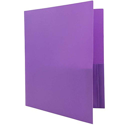 JAM PAPER Plastic 2 Pocket POP Folders - Durable School Folders - Purple - 6/Pack - color: Purple, size: 6 Per Pack