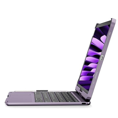 Keyboard Case iPad 10th 11th, Pro 11, Air 11" (M2-M4), (5th 4th Gen) Purple | Pekarejue 360 Rotatable, Trackpad, Backlit, Pencil Holder, Fit iPad Air 13 inch (M4 M3 M2), Pro 13 and Pro 12.9 (6th-3rd Gen) - color: Metallic Purple, size: iPad 11th/10th Gen,