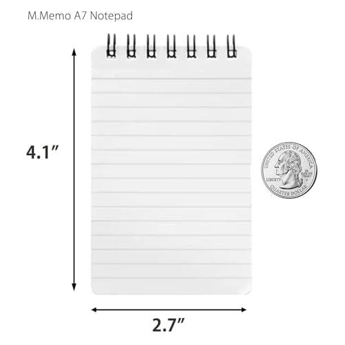 Maruman M.Memo Mini Notepad (N595A-33), Narrow Ruled, Twin Ring Spiral Binding, A7 Size Perforated 50 Sheet Note Pads, 2.7 x 4.3 Inches, White Notebook Paper, Light Green Cover, 20-Pack
