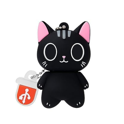 USB Flash Drives,BORLTER CLAMP Cute Flash Drive,32GB 64GB Cartoon Cat High Speed Memory Thumb Stick USB2.0 Animal Drive Character Data Storage Gift USB Disk Pendrive with Key Chain - size: 64GB