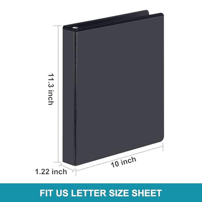 COMIX 3 Ring Binder,1 inch Slant-D Clear View Cover with Pockets, Holds 225 Sheets of US Letter Size Paper, Black Binder for School Office and Home, 12 Pack