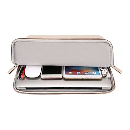 MOSISO Laptop Sleeve Bag 13.3 inch Compatible with MacBook Air/Pro, 13-13.3 inch Notebook, Compatible with MacBook Pro 14 2026-2021 M5 M4 M3 M2 M1, PU Leather Padded Bag Waterproof Case, Apricot - color: Apricot, size: 13.3 inch