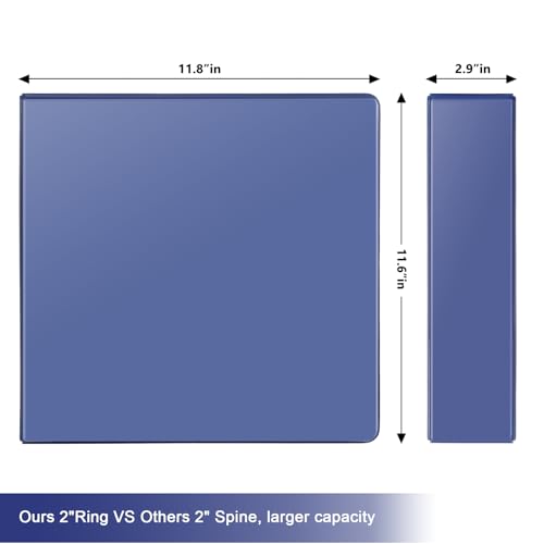 COMIX Sturdy 3 Ring Binder 2 inch with Clear View Cover, 2" Slant-D Ring View Binder Holds 500 Sheets of US Letter Size Paper, 6 Pack (Blue) - color: Blue, size: 2 inch