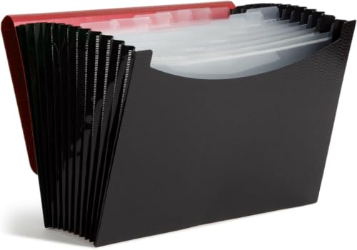 Smead Poly Frequency Expandable File Folders Letter Size, 12 Pockets, Flap & Cord Closure, Red/Black (70866) (Pack of 12) - color: Red/Black, size: Letter (Pack of 12)
