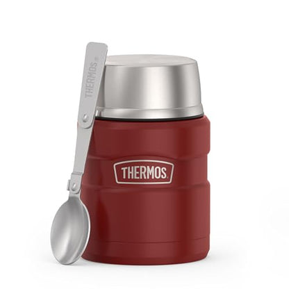 THERMOS Stainless King Vacuum-Insulated Food Jar with Spoon, 16 Ounce, Matte Red - color: Matte Red, size: 16 Ounce