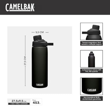 CamelBak Chute Mag Vacuum Insulated Stainless Steel Water Bottle, Magnetic Leak‑Resistant Cap for Everyday Hydration - color: Black, size: 32 Ounces