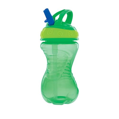 Nuby Flip-It Hard Straw Cups with Vari-Flo Straw - (2 Pack) 10 oz - Spill-Resistant - 12+ Months - Blue/Green - color: Blue & Green