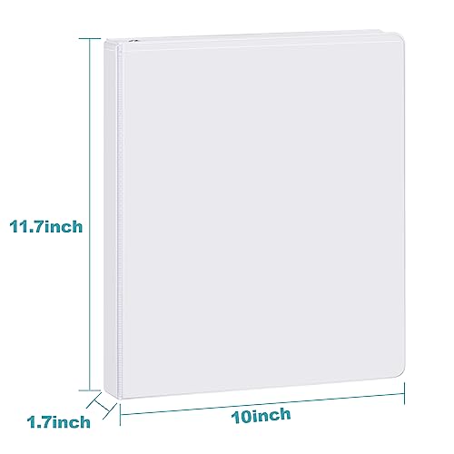 3 Ring Binder 1 Inch, ViVin Sturdy 1"-Slant D Ring Binder with 2 Interior Pockets, Clear View Cover, PVC-Free, Fits 225 Sheets of US Letter Size Paper (8 Pack, White) - color: White, size: 1 Inch, style: 8 Pack