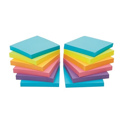 Staples Sticky Notes, 3" x 3", Sorbet Colors, 1200 Sheets – Pastel Self‑Stick Notes for Planning, Lists & Office Use - size: 3'' x 3'', style: 12 Pack (Bold)