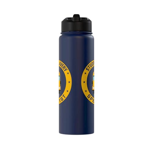 Student Delivery Specialist School Bus Driver Stainless Steel Insulated Water Bottle - color: Navy Blue