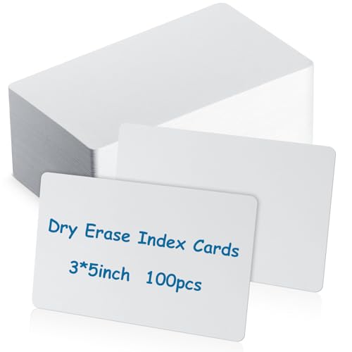 Harloon 100 Pcs Dry Erase Index Cards 3 x 5 Inch Laminated Reusable Dry Erase Note Cards Sheets for Office Home Housework to Do List(White) - color: White, size: 3 x 5 Inch