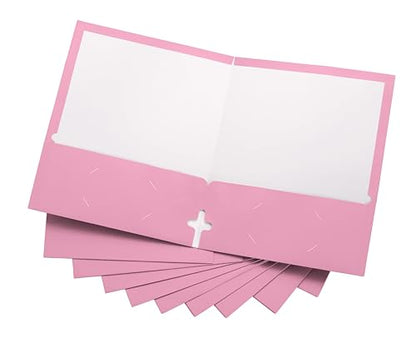 10 Pack Two Pocket Folders, Pink, Strong Thick Paper Folders, for Letter Size, by ACTIVITYya - color: Pink