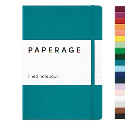 PAPERAGE Lined Journal Notebook, (Turquoise), 160 Pages, Medium 5.6 in x 8 in - 100 GSM Thick Paper – Hardcover Journaling Notebook for Work, School & Note Taking - color: Turquoise, style: A. Lined