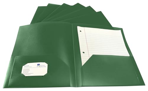 School Smart 2-Pocket Poly Folders, Green, Pack of 25 - color: Green, style: No Fasteners