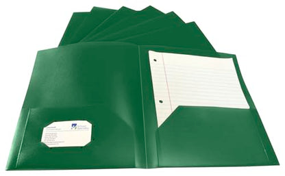 School Smart 2-Pocket Poly Folders, Green, Pack of 25 - color: Green, style: No Fasteners