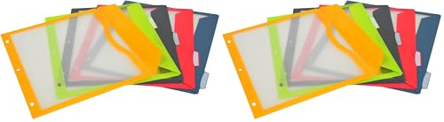 C-Line 5-Tab Binder Pockets with Write-On Index Tabs, Assorted Colors, 8.5 x 11 Inches, 5 Pockets per Set (06650) (Pack of 2) - size: 1 Count (Pack of 2)