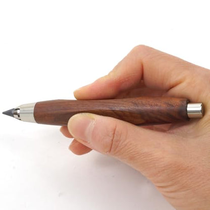 Rosewood Clutch Pencil 5.6mm Lead Holder Gift Set with Sharpener and Box of Leads, Chubby Octagonal Barrel Wooden Sketching & Drawing Pencil for Artists (Red Rosewood Triangular Barrel) - style: Red Rosewood Triangular Barrel