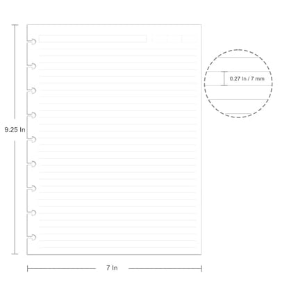 9 Disc Discbound Refill Paper, Loose Leaf Paper, 9 Disc Prepunched Paper for Happy Planner Inserts, White Paper, Total 100 Sheets/200 Pages, College Ruled, 100gsm, 7 X 9.2.5 Inch - size: 100 Sheets