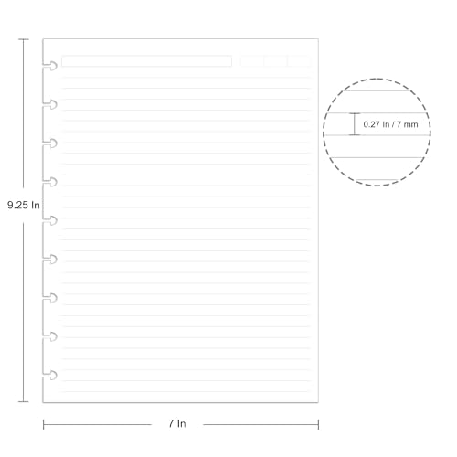 (2 Pack)9 Disc Discbound Refill Paper, Loose Leaf Paper, 9 Disc Prepunched Paper for Happy Planner Inserts, White Paper, Total 200 Sheets/400 Pages, College Ruled, 100gsm, 7 X 9.2.5 Inch - size: 200 Sheets