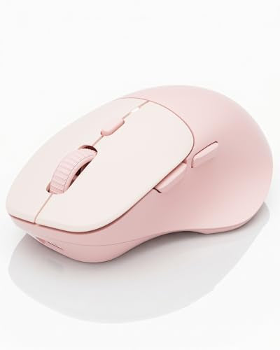 DAREU Wireless Mouse for Small to Medium Sized Hands, Silent Click, USB-C Rechargeable Wireless Mouse, Computer Mouse with 6 Buttons, [USB+BT1+BT2] 3 Devices for Laptop, PC, iPad, Mac - Pink - color: pink