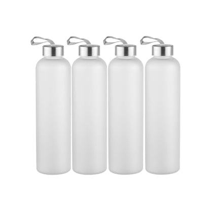 novelinks 4 Pack 27OZ Frosted Water Bottles with Stainless Steel Silver Lid,Leakproof Gym Bottles, Reusable Sport Water Jug for Fitness Camping Office - color: Frosted-27oz-4Pack