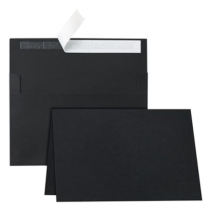 Guakicae Black Blank Greeting Cards and Envelopes 4 x 6 Printable Heavyweight Folded Cardstock and A4 Envelopes Self Seal 20 packs for Invitations, Wedding, Thank You Cards & All Occasion - color: Black, size: 4x6-20pcs