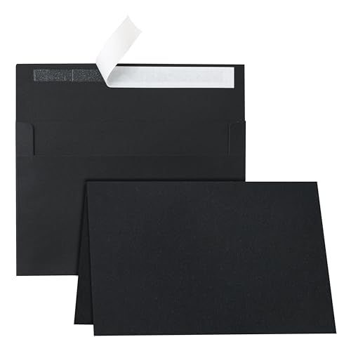 Guakicae 100 packs Black Note Cards and Envelopes 4 x 6 Blank 300GSM Heavy Folded Cardstock and Printable A4 Envelopes Self Seal for DIY Wedding Invitations, Greeting Cards, Mailing - color: Black, size: 4x6-100pcs