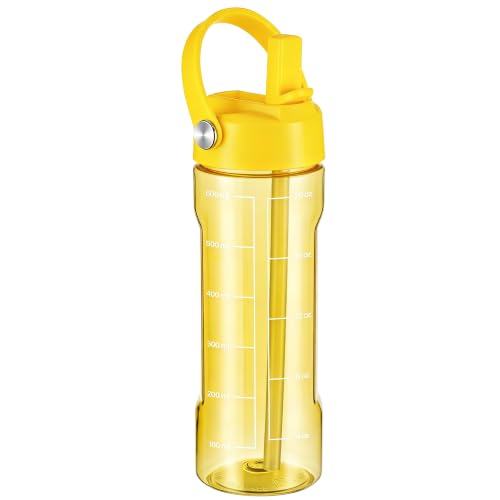 GOPPUS 20oz Clear Water Bottle with Flip Straw, Lightweight, Leakproof, Easy Carry and BPA-Free, Tritan Water Bottlefor Sport, Travel, Outside (Yellow) - color: Yellow, size: 20 Ounces