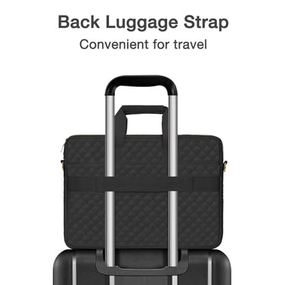 MOSISO 15-16 inch Laptop Bag, Laptop Briefcase Messenger Compatible with MacBook Pro 16/Air 15, HP, Dell, Lenovo, Square Quilted Computer Bag Work Office Business with 3 Pockets&Strap, Black - color: Black, size: 16 inch