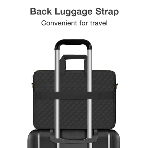 MOSISO 17-17.3 inch Laptop Bag, Laptop Briefcase Messenger Compatible with Dell, HP, Lenovo, Asus, Acer, Alienware, Square Quilted Computer Bag Work Office Business with 3 Pockets&Strap, Black - color: Black, size: 17.3 inch