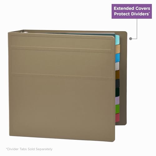 Carstens 4-Inch Heavy Duty 3-Ring Binder - Side Opening, Sand, Durable Plastic, Precision No-Gap Rings, Waterproof Cover, No Pockets, Holds 600 US Letter Sheets, BPA-Free, Made in USA (1846-3R) - color: Taupe, size: Individual