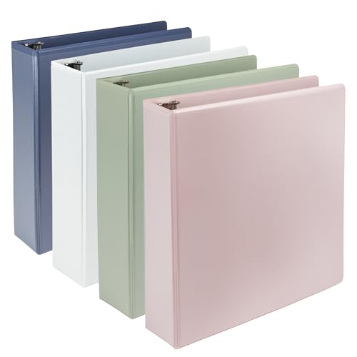 Samsill Plant-Based 2 Inch Durable D-Ring, View Binder, Eco-Friendly, USDA Certified Biobased, 4 Count, Pack of 1, Boho Assortment - color: Boho Assortment, size: 2-Inch, style: 4 Pack