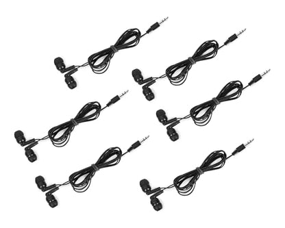 100 Packs Earbuds Bulk Classroom Headphones Wired in Ear Disposable Student Black Earphones Individually Wrapped for School Travel or Home Use