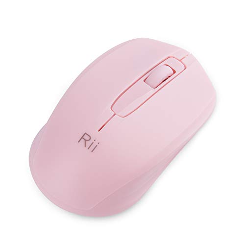 Rii Wireless Mouse,2.4G Portable Computer Mice for PC, Laptop, Windows,Office Included Wireless USB dongle (Pink) - color: Pink
