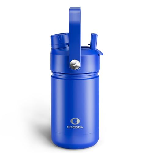 Kids Insulated Water Bottle with Straw - 12oz Stainless Steel Water Bottle with Dual Spouts, Leak-Proof, BPA-Free, Double Wall Vacuum Keeps Cold for 24 Hours for Sports, Travel, School (Royal Blue) - color: Royal Blue, size: 12 Ounces